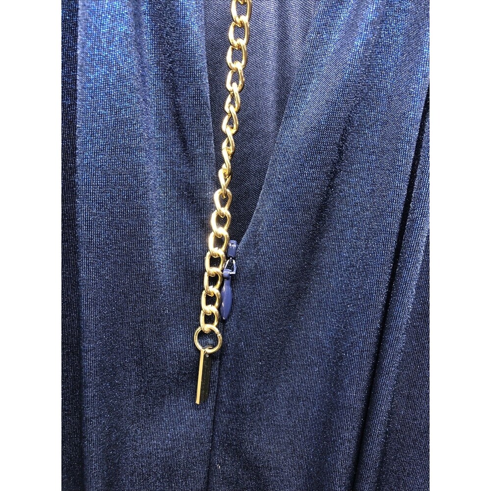 Jessica Simpson Dress Women 8 Metallic Blue Gold Chain Halter Cocktail Party - Picture 15 of 16